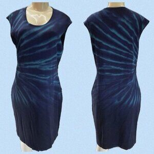 Calvin Klein XL Blue Twilight Print Scoop Neckline Sleeveless Above Knee Dress